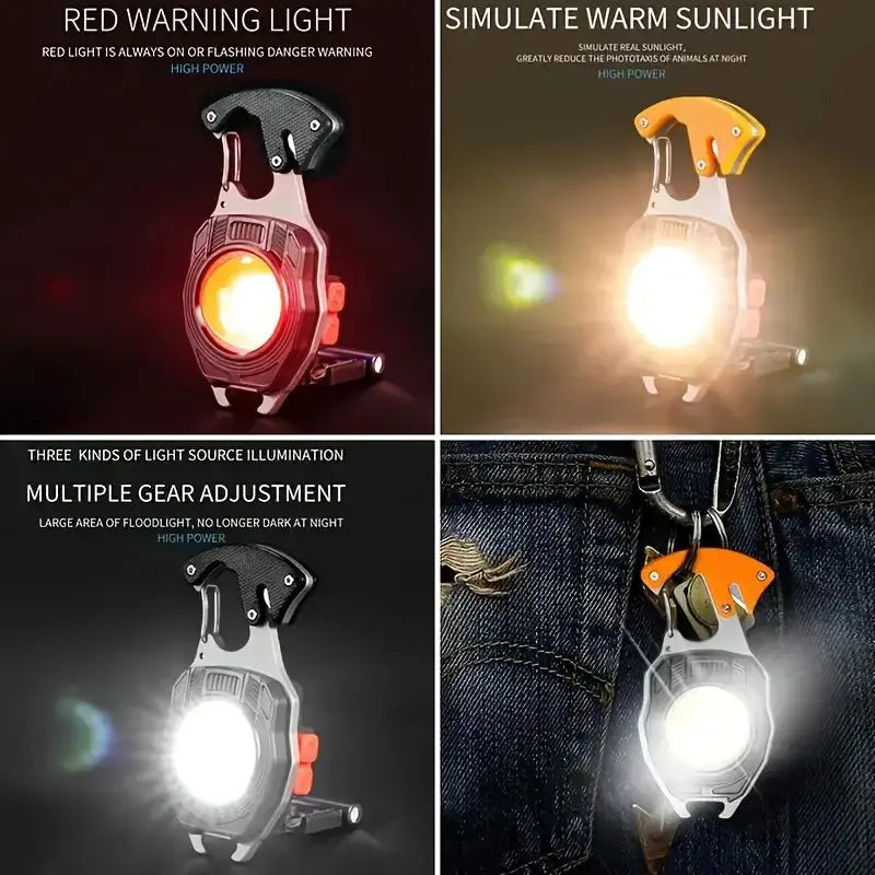 Mini COB Work Lights LED Flashlight Keychain Outdoor Camping Fishing Climbing Multifunction Portable Magnetic Torch USB Charging