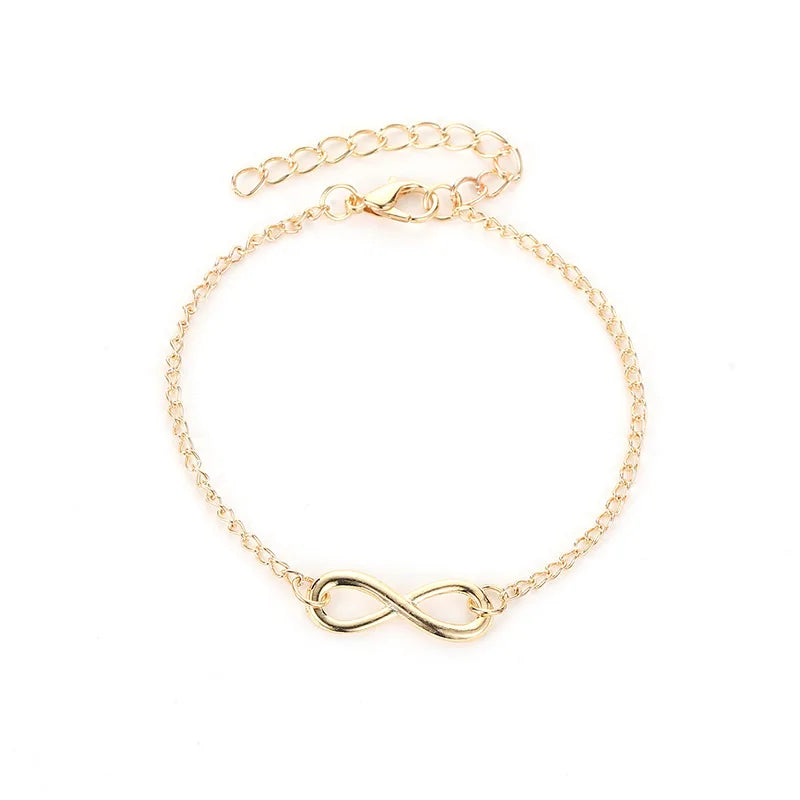 2024 Simple Alloy 8 Words Infinity Braided Adjustable Bracelet Friendship Couple Chain Charm Bracelets for Women Fashion Jewelry