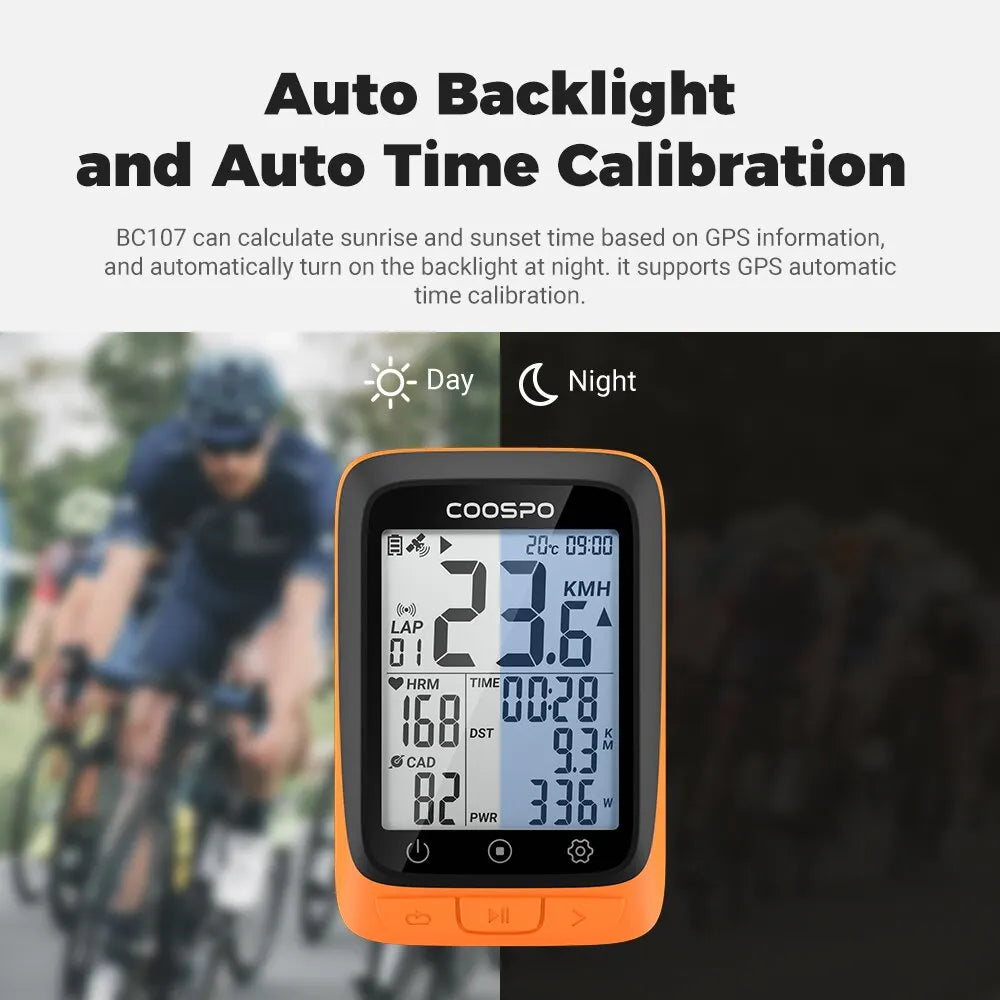 COOSPO BC26/BC107 Bike Computer GPS Wireless Bicycle Cycling Odometer Speedometer 2.4"FSTN Bluetooth5.0 ANT+ Waterproof GPS BDS
