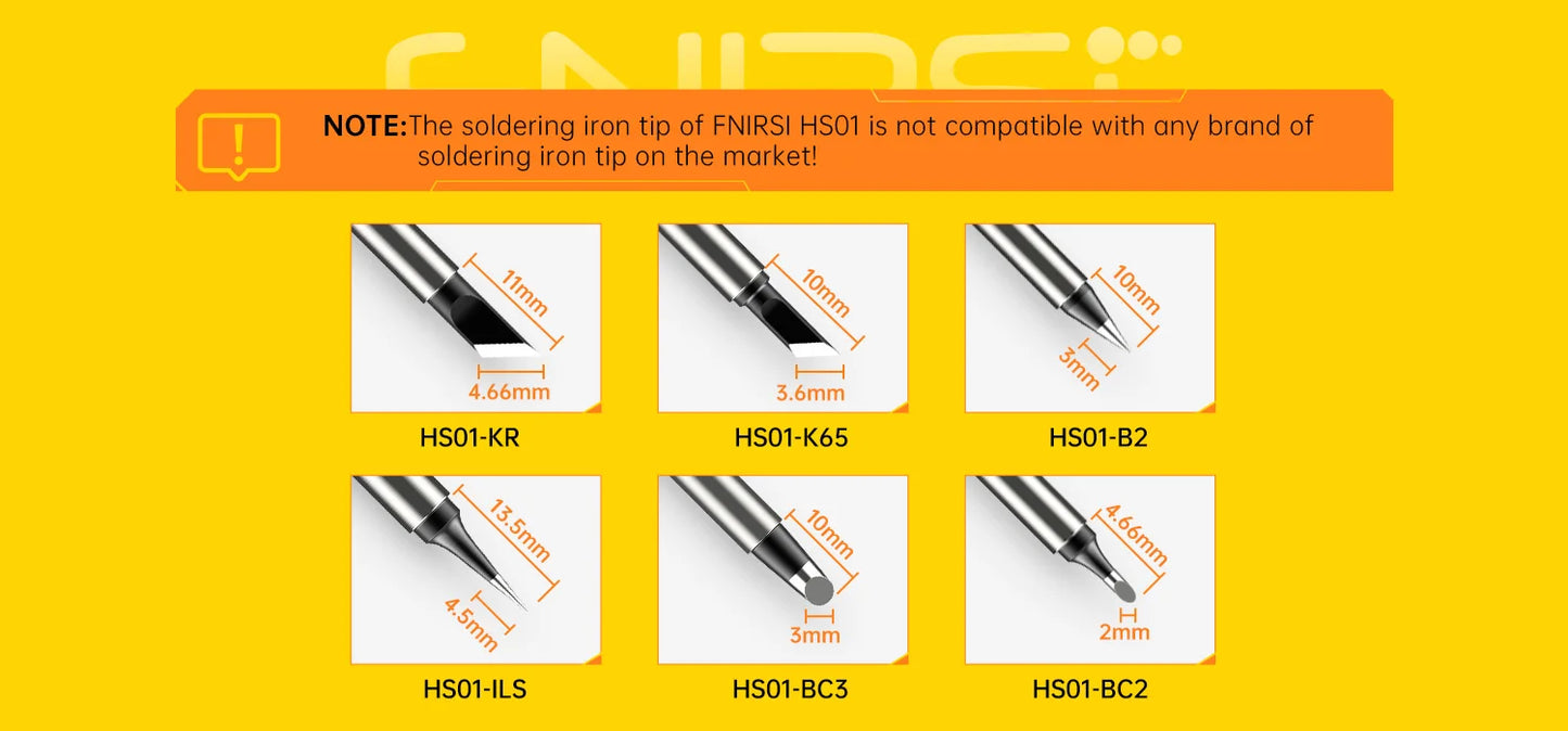 FNIRSI HS-01 Soldering Iron Tip HS01-BC2 B2 ILS KR K65 BC3 Internal Heating Type Lead Free Soldering Station Kit