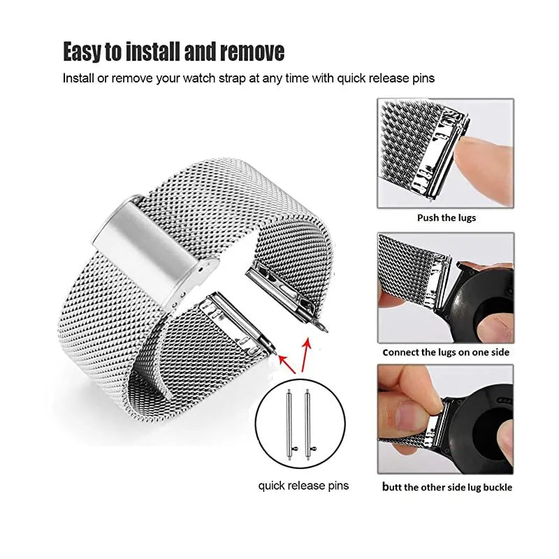 22mm 20mm Milanese Loop Strap For Samsung Galaxy Watch 7 6 5 4 44mm 40mm S3 Active 2 Amazfit Bracelet Huawei GT 3 4 46mm 2e Band