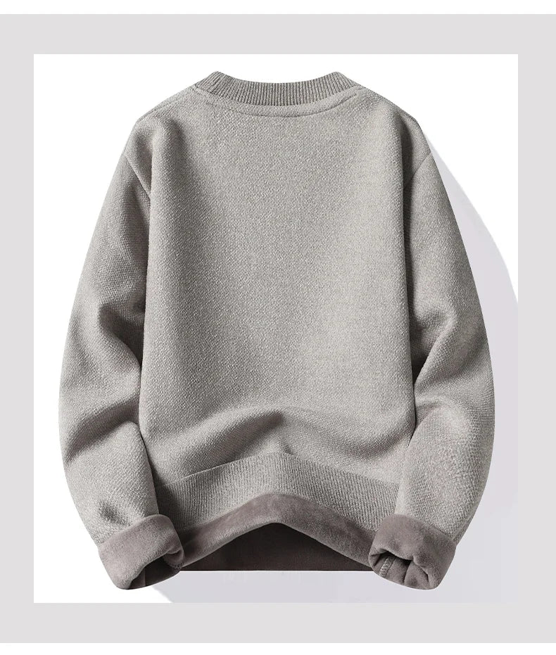Men's Fleece Lined Pullovers Fashion Sweaters Autumn Winter Jumpers Fashion New Jersey Men's Clothes