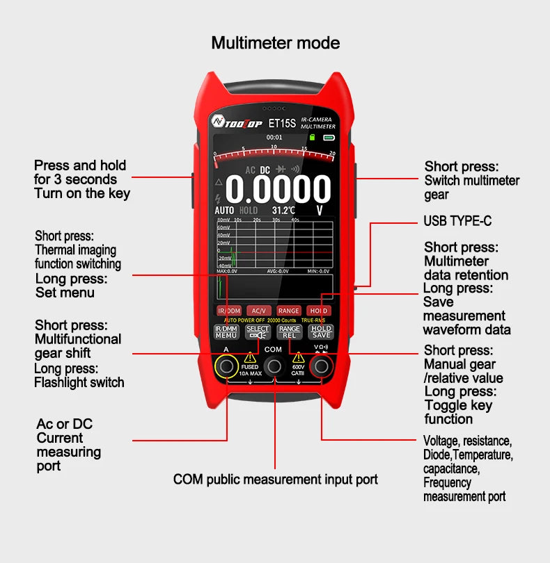 256*192 Industrial Thermal Camera 3.5Inch PCB Thermal Imager with 19999 Counts Multimeter Circuit Board Electrical Inspect