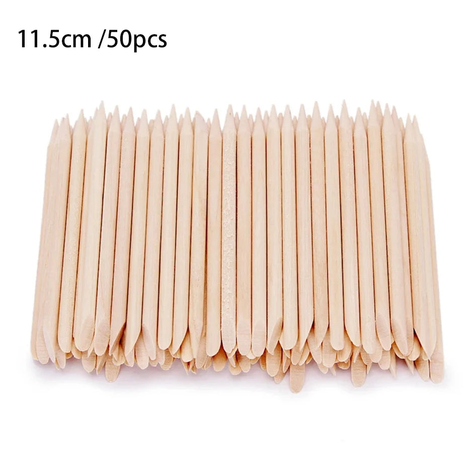 50/100pcs Nail Art Pusher Orange Wood Sticks Cuticle Pusher Remover Rhinestones Dotting Removal Manicure Pedicure Care Tools