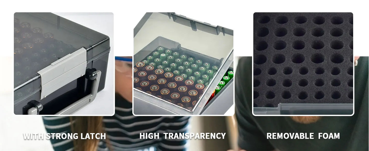 Battery Storage Organizer Holder Holds 72 AA AAA Batteries, Battery Box Case Garage Container,Home Drawer Organization Dispenser