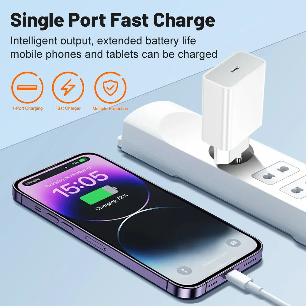 PD 20W Phone Charger Fast Charging For iphone 15 14 iPad for Samsung OnePlus Wall Quick Charge Adapter EU/US Plug Fast Charger