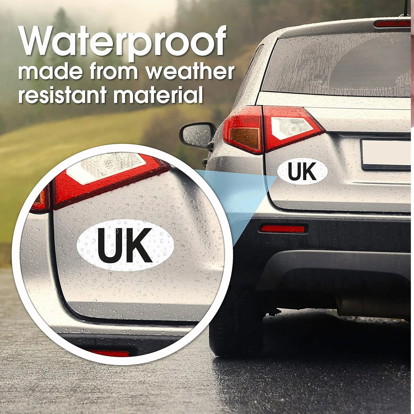 4Pcs UK Car Stickers for Europe, 2Pcs UK Magnetic Car Sticker + 2Pcs Self-adhesive UK Number Plate Stickers, UK GB Stickers for