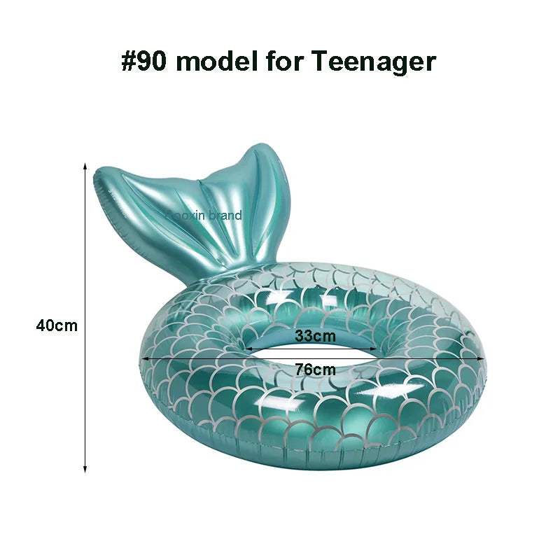 Rooxin Inflatable Swimming Ring Mermaid With Backrest Pool Floaters for Adult Teens Water Play Tube Swimming Mattress Pool Toys