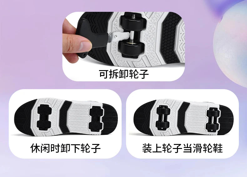 Children's Roller Skate Shoes Student Inline Skating Shoes grils 4-Wheel Deformation Boy's Skating Shoes