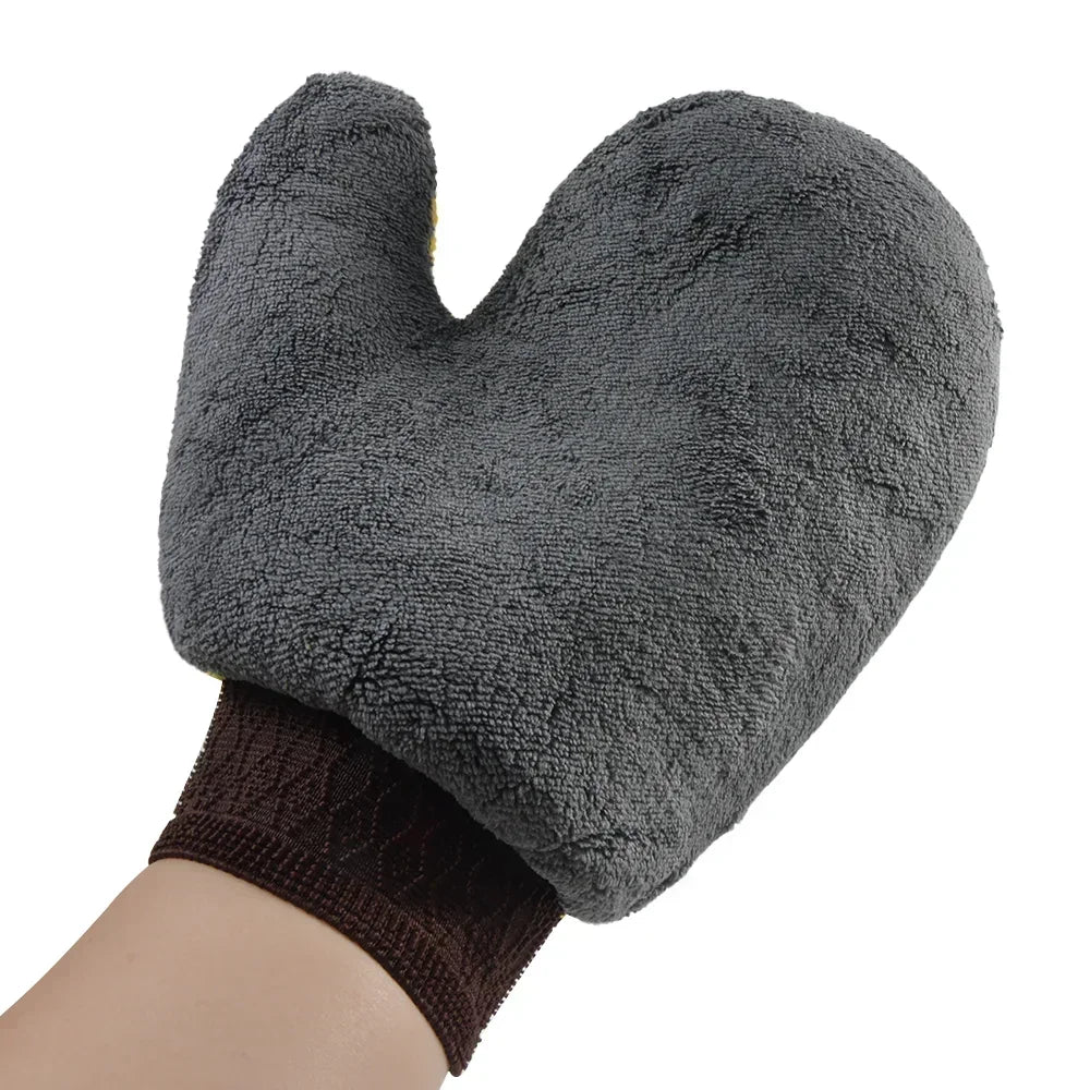 1PC Car Wash Gloves Double-sided Coral Fleece Thickened Super Absorbent Car Wiping Gloves for Motorcycle Car Household