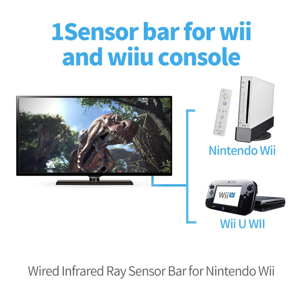 Wired Motion Sensor Receiver with Extension Cord Wired Infrared Ray Sensor Bar USB Plug Wired Motion Sensor Bar for Nintendo Wii