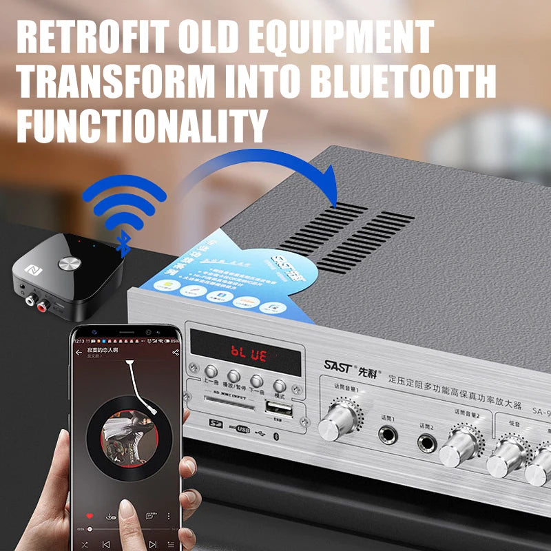 Bluetooth5.3 Wireless Adapter USB/RCA/3.5mmAUX Audio Receiver NFC Connection With Remote Control For Car Kit Speakers Headset
