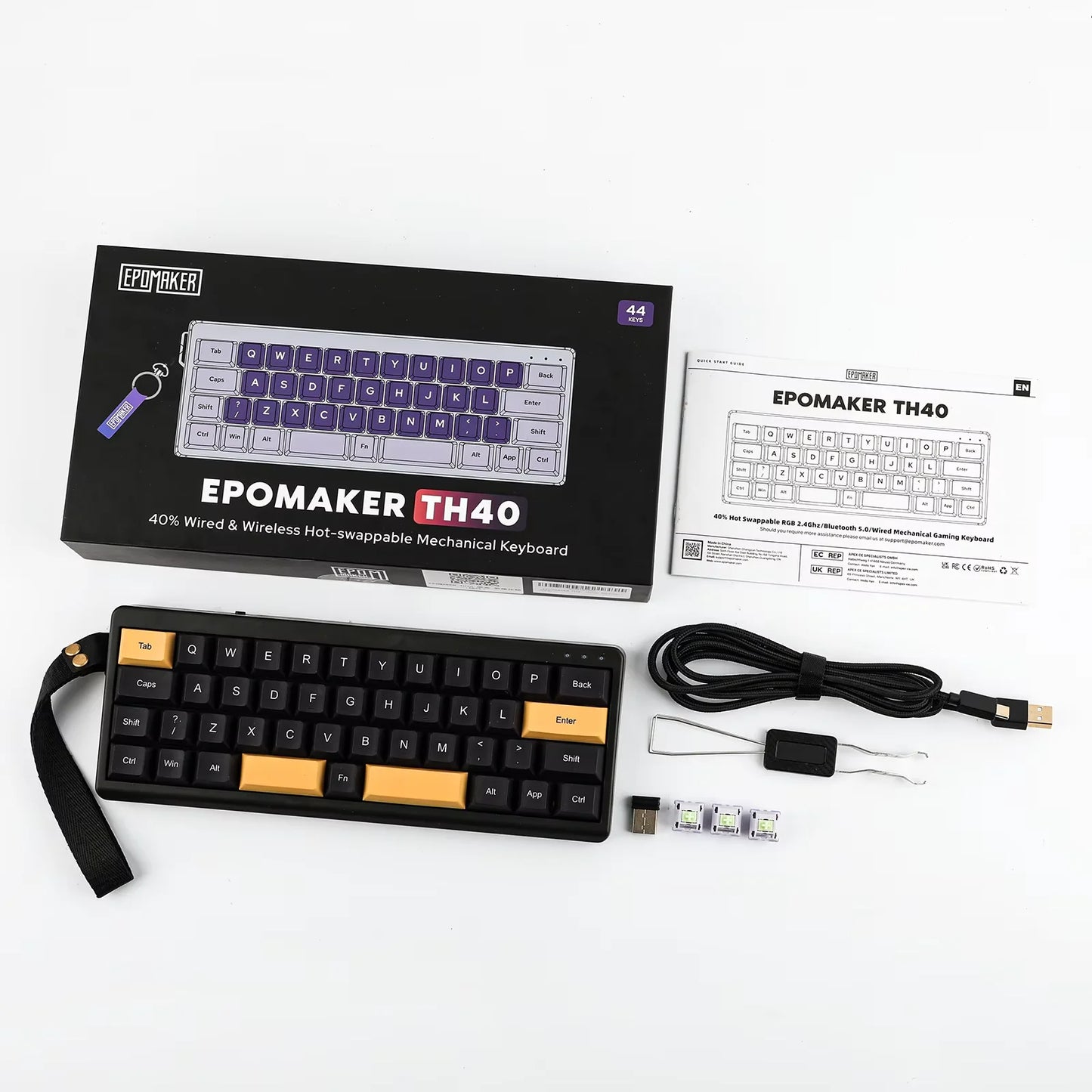 Epomaker Th40 Via Ultra-Compact 40% Layout Hot-Swappable Gasket-Mounted Wired/Bluetooth/2.4g Wireless Mechanical Keyboard