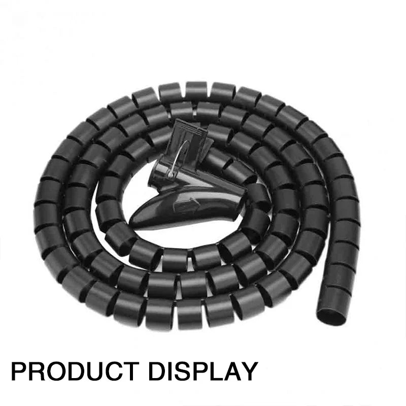 2M 16/10mm Flexible Spiral Cable Wire Protector Cable Organizer Computer Cord Protective Tube Clip Organizer Management Tools