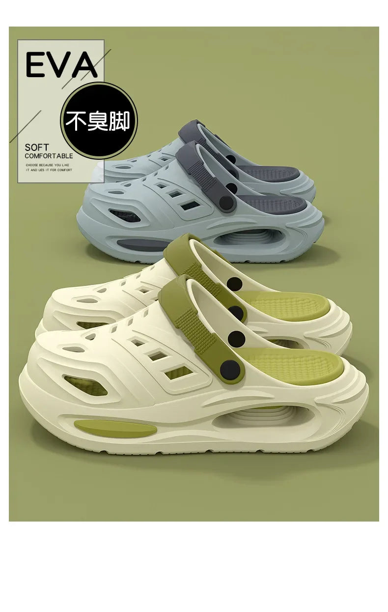 Arch support, anti slip, soft sole, wear-resistant cool slippers for wearing, thick sole breathable odor proof summer hole shoes