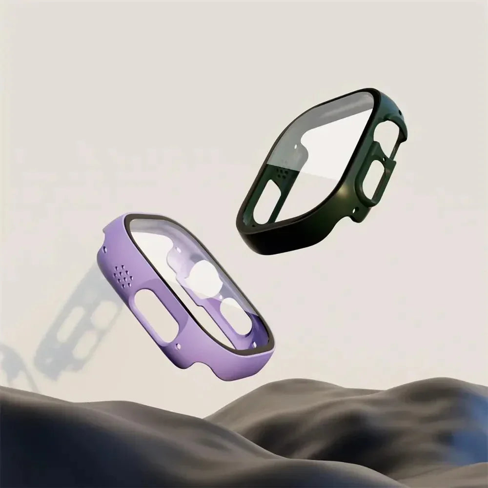 Glass+case For Apple Watch Ultra 2 case 49mm smartwatch PC Bumper+Screen Protector Tempered Cover iwatch series band Accessories