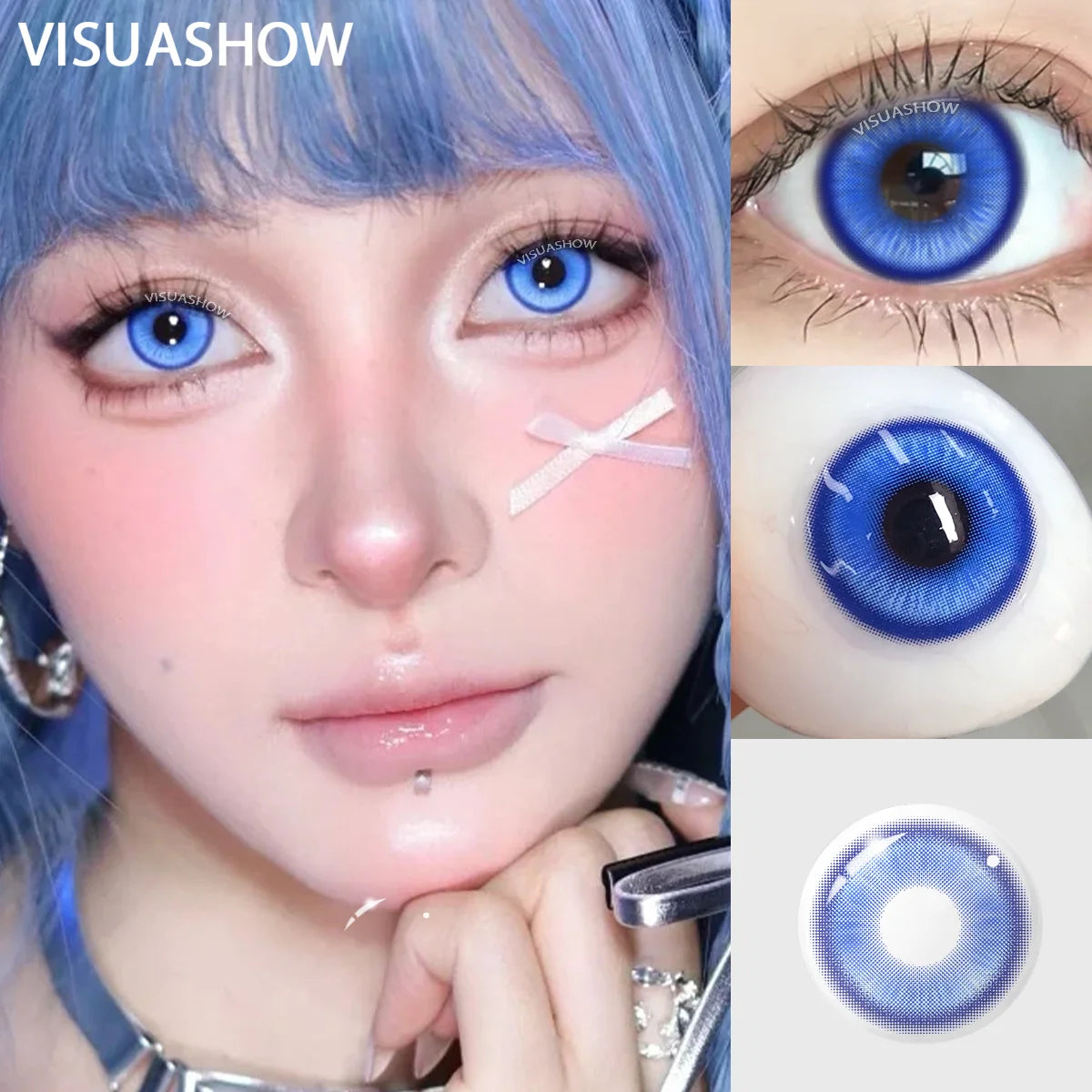 VISUASHOW 1Pair Colored Contact Lenses Cosplay Red Blue Purple Green Brown Grey Anime Lenses Halloween Beauty Cosmetic for Eyes