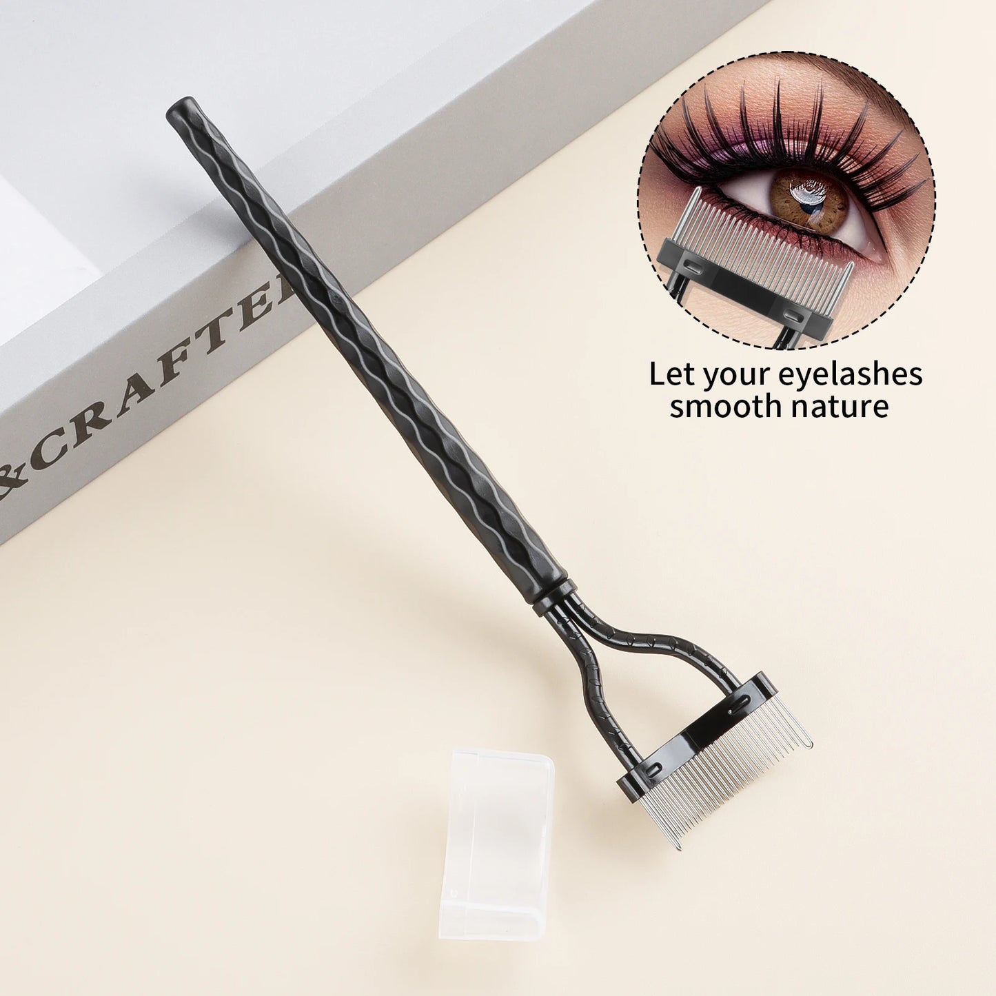 1-pack eyelash comb, eyelash separator - curved design, curling eyelashes to fit the eye shape, makeup tool with protective case