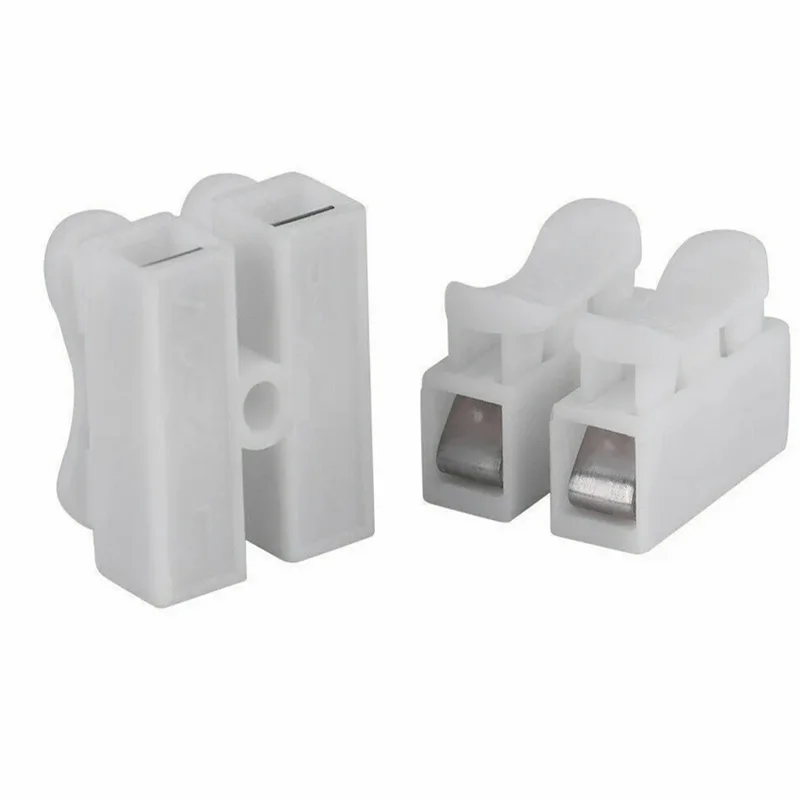 20Pcs CH2 Spring Quick Wire Connector Cable Clamp 2p Electrical Crimp Erminal Block 2 Way Easy Fit For Led Strip