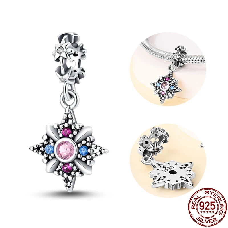 Hot Sale 925 Silver Classic Purple Retro Heart Shape Lotus Angel Pattern Charms Beads Fit 3mm Original Bracelet DIY Jewelry Gift