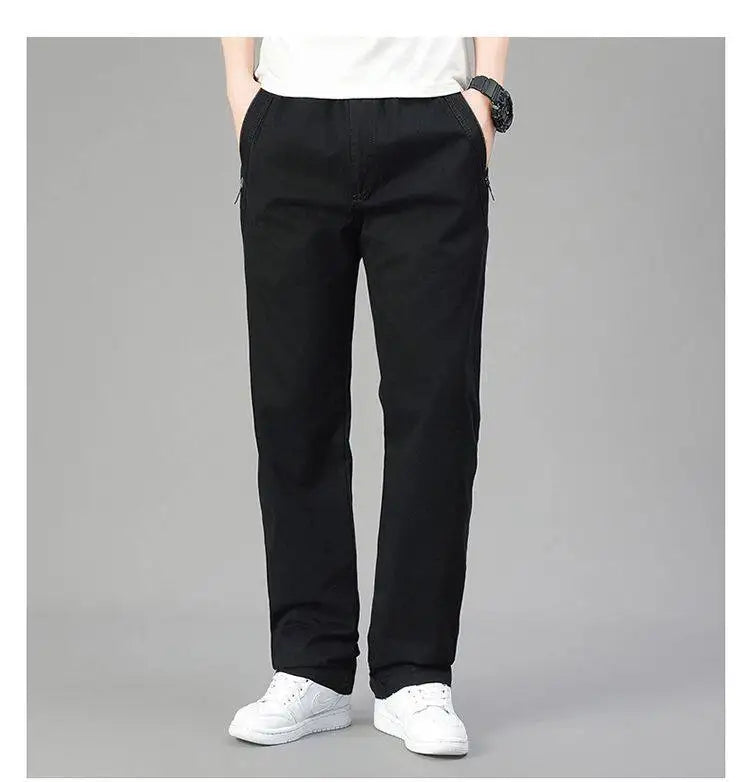 Big Size Men's Cargo Pants Casual Loose Straight Pants Cotton Long Trousers Zipper Pockets Mens Jogger Pants 5XL 6XL
