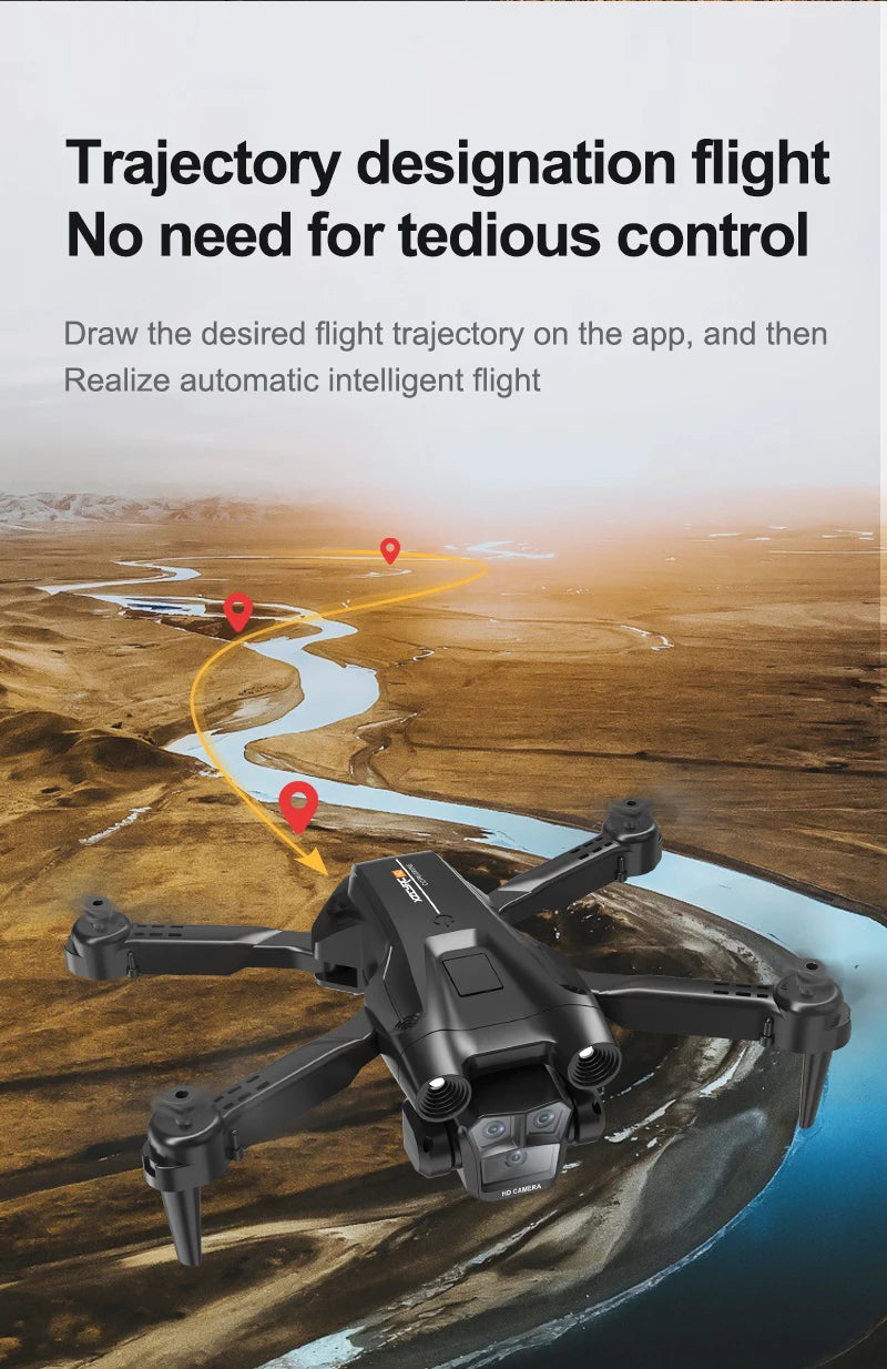 KBDFA New M4 RC Drone 4K Professinal With Wide Angle Triple HD Camera Foldable RC Helicopter WIFI FPV Height Hold Toy Drone