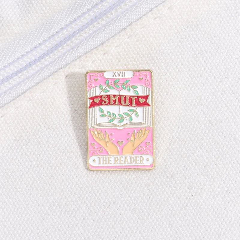 SMUT THE READER Brooch Tarot Card Enamel Pin Fashion Cartoon Lover Book Brooch Lapel Backpack Badge Jewelry Gift For Friends