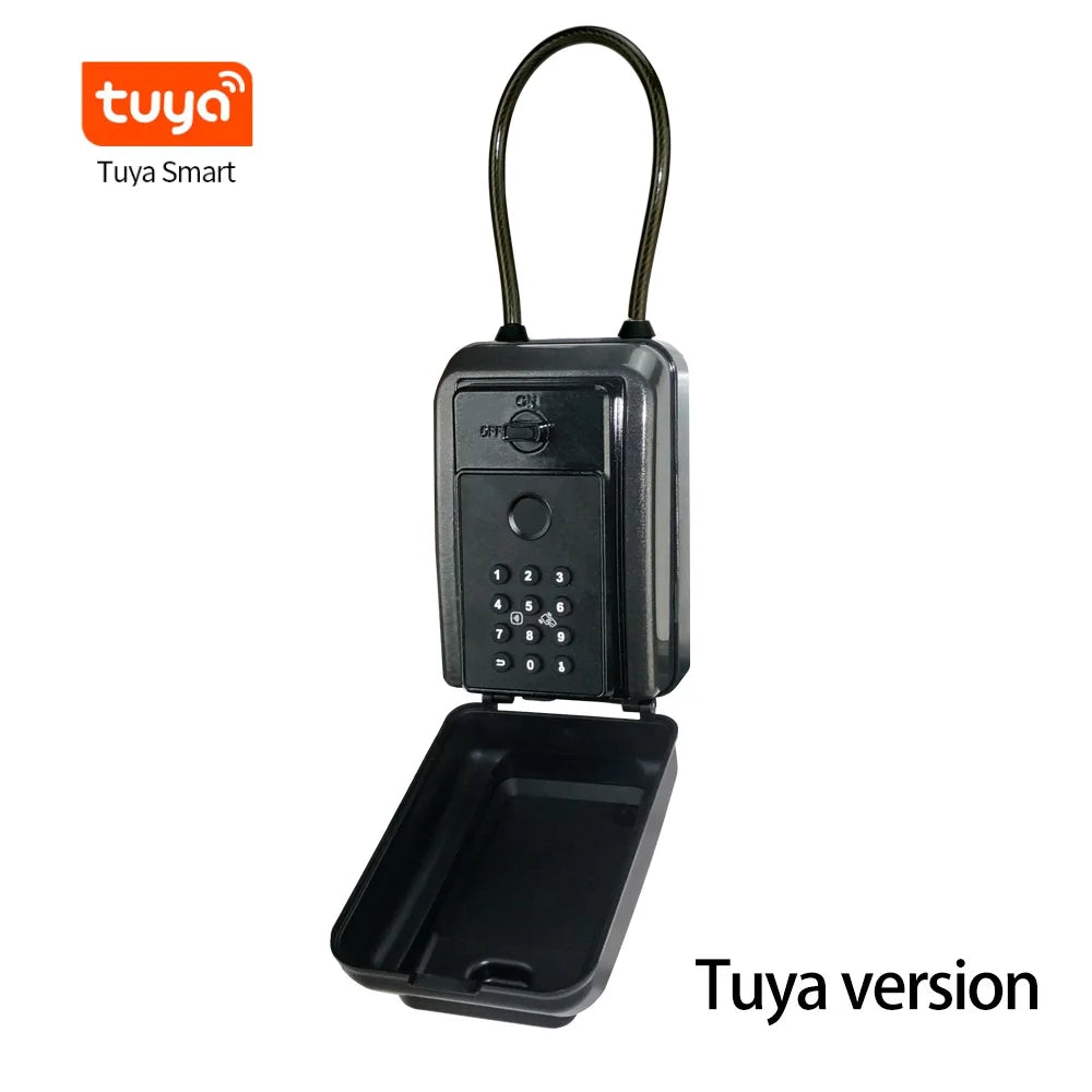Tuya/TTlock Smart Key Lock Box Fingerprint Wall Mounted Aluminum Alloy Key Safe Box Waterproof With Code Key Storage Lock Box