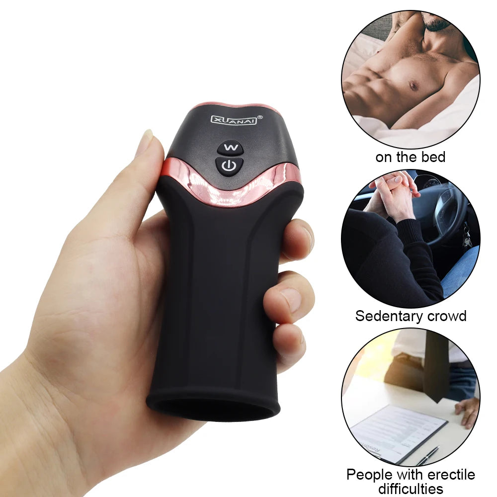 Male Sexy Penis Pump Vibrator Penis Delay 12 Speed Male Masturbator Trainer Automatic Glans Stimulation Exercise Oral Sex Toy