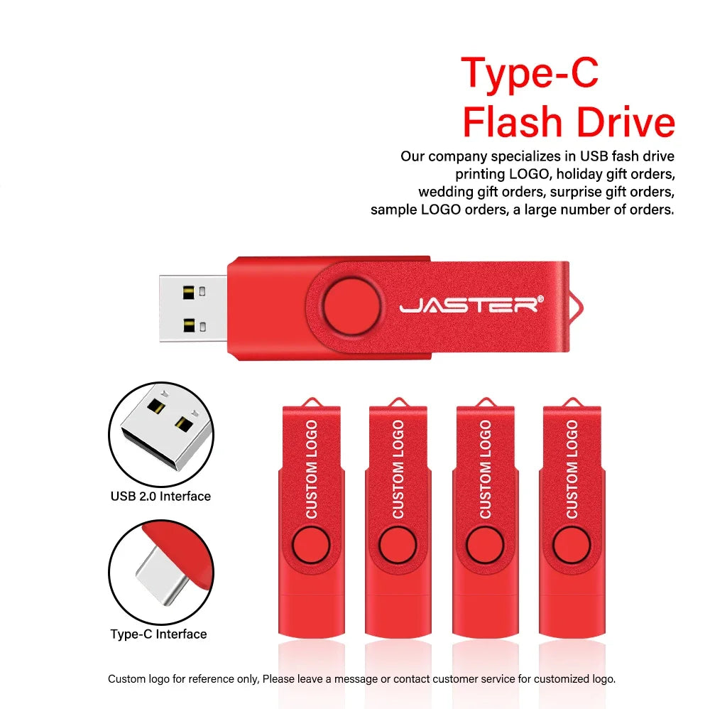 TYPE-C USB Flash Drive 128GB Real Capacity Pen Drive 64GB Free Key Chain Memory Stick Creative Business Gift Red U Disk Blue 32G