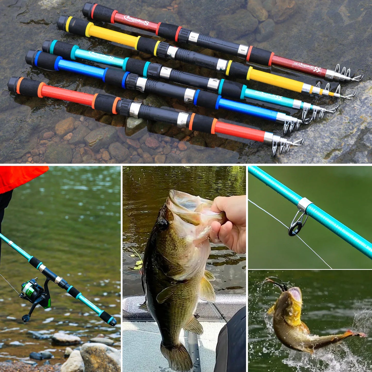 Sougayilang 1.8M Spinning Fishing Rod M Power Telescopic Children Fishing Telescopic Rock Fishing Pole Carp Feeder Surf Beginner