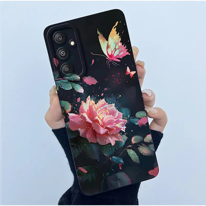 For Samsung Galaxy M34 M35 5G F34 5G Simplicity Flowers Liquid Shockproof Silicone Soft Phone Cover For SamsungM34 5G Case