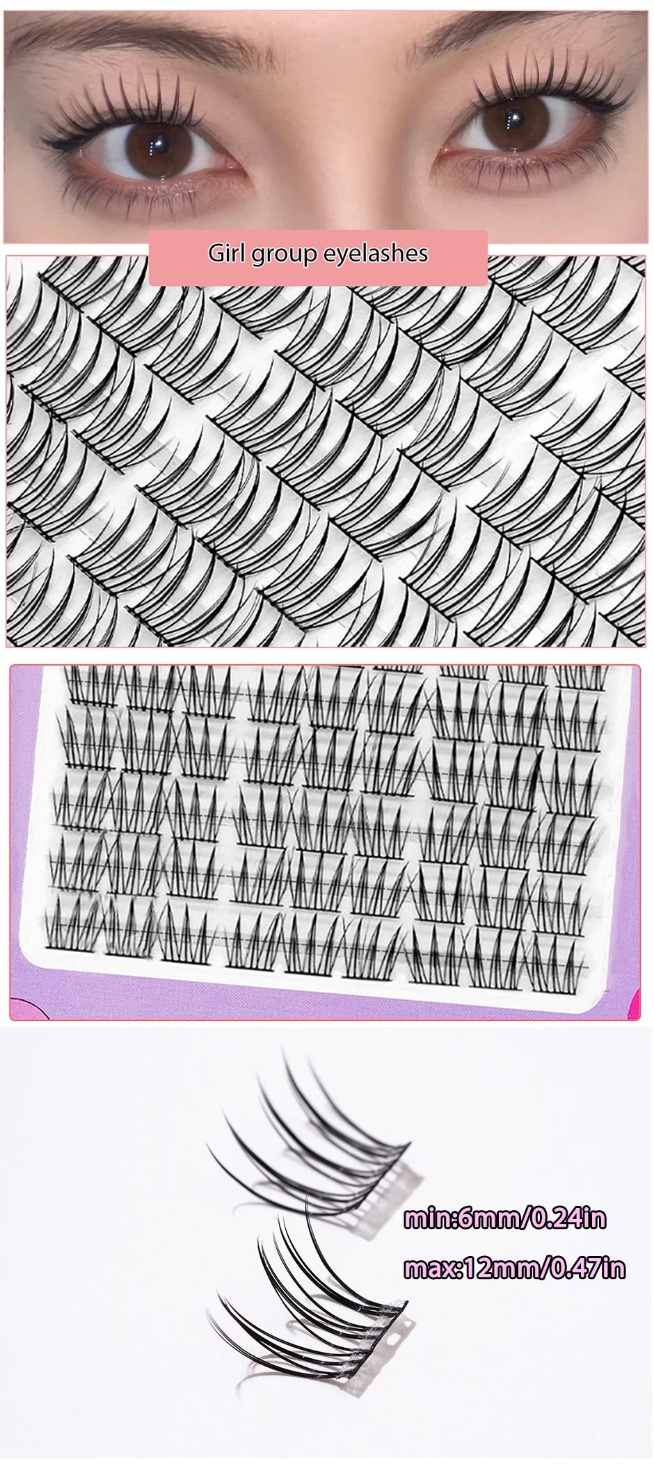 90duo Girl Group Eye Nature Trilogy Comics False Eyelash,Soft And Light, Single Cluster Of DIY Eyelashes