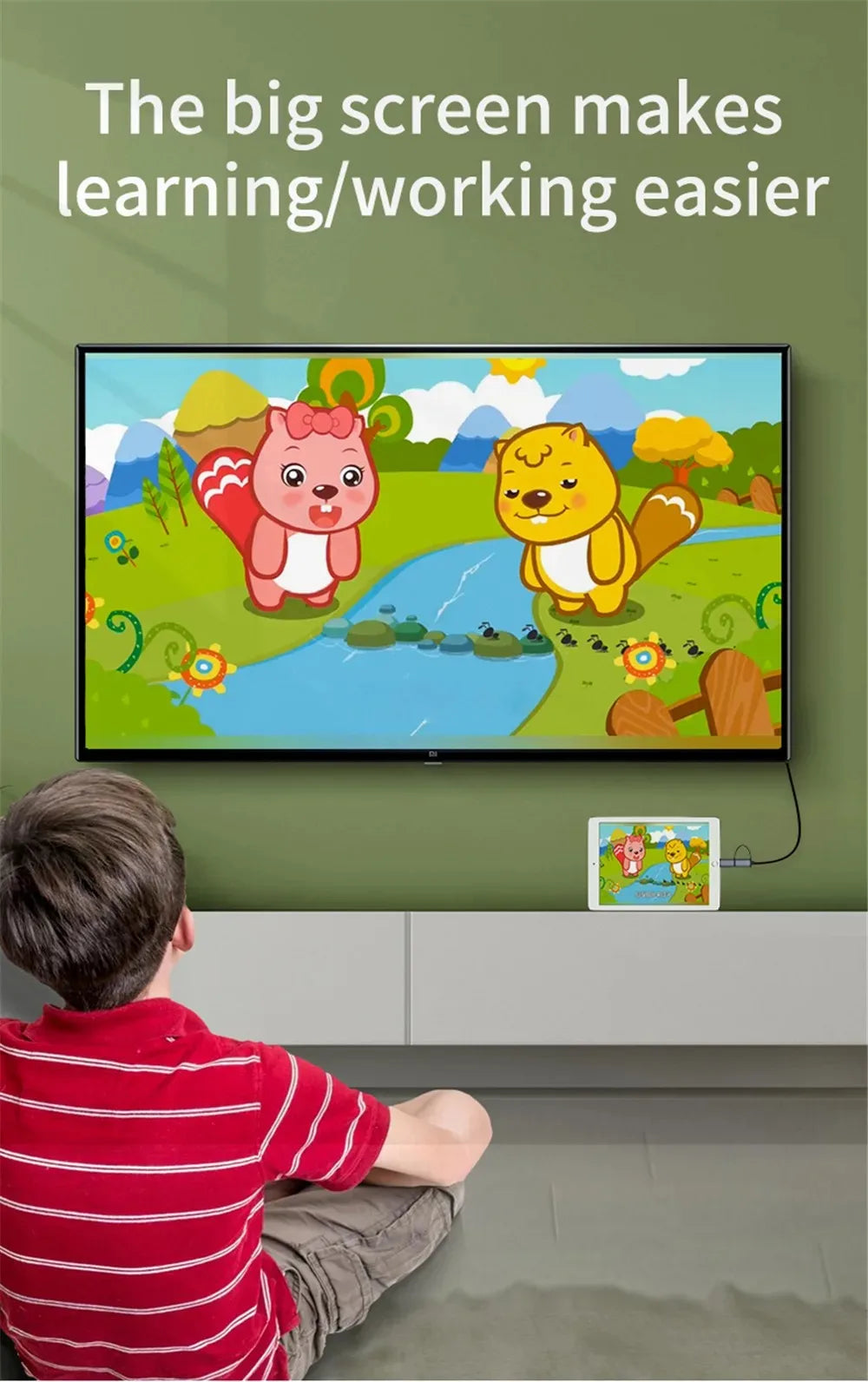 LD39 Wire HD Streaming Display TV Stick Dongle Micro USB Type C to HDMI Cable Mirroring Screen for Android Phone Tablet to TV