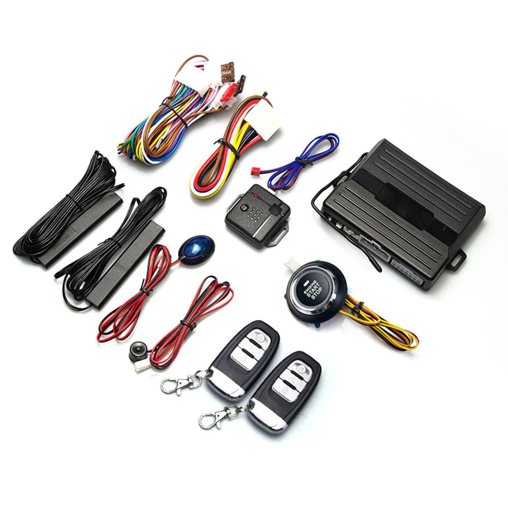 12V Universal Car Keyless Entry System Engine Start Alarm System One-button Start/Stop System Remote Starter Stop Accessories