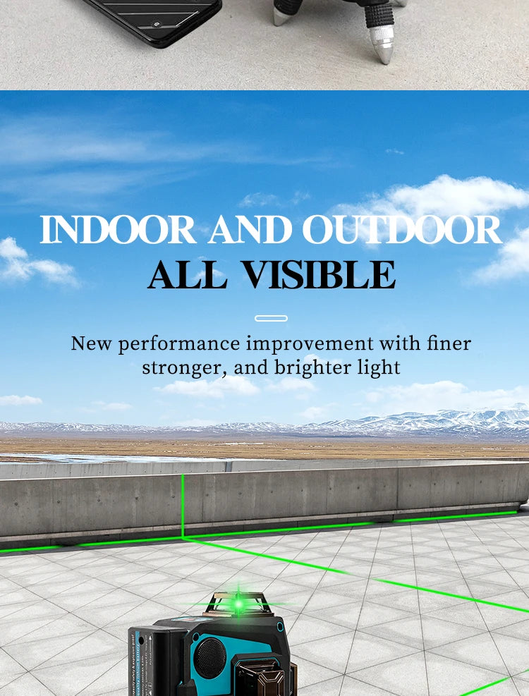 Makita 3D/4D Laser Level 12/16 Lines Horizontal And Vertical With Remote Control 8 Lines 360°Self-leveling Laser Levels Tools