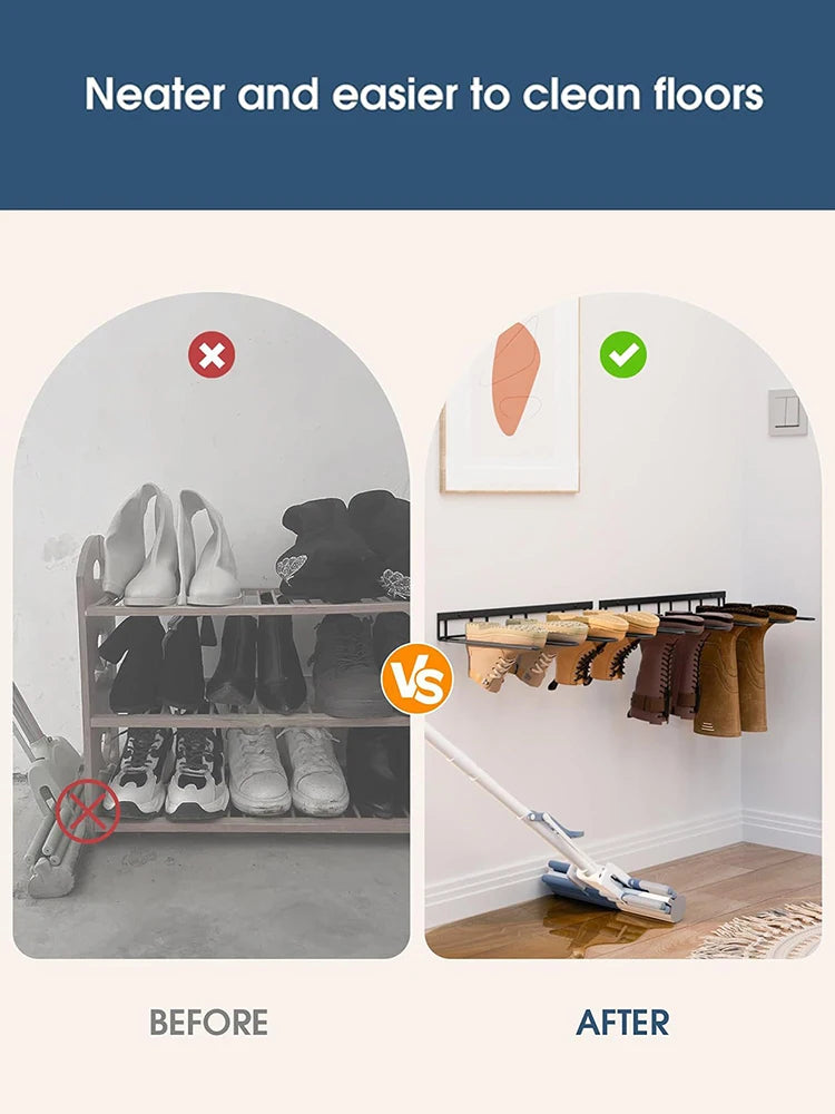 1pcs Boot Rack Hanger Wall Mounted- (4 Pair) Sturdy Metal Boot Organizer, Tall Shoe Holder for Closet, Entryway, Indoor, Garage