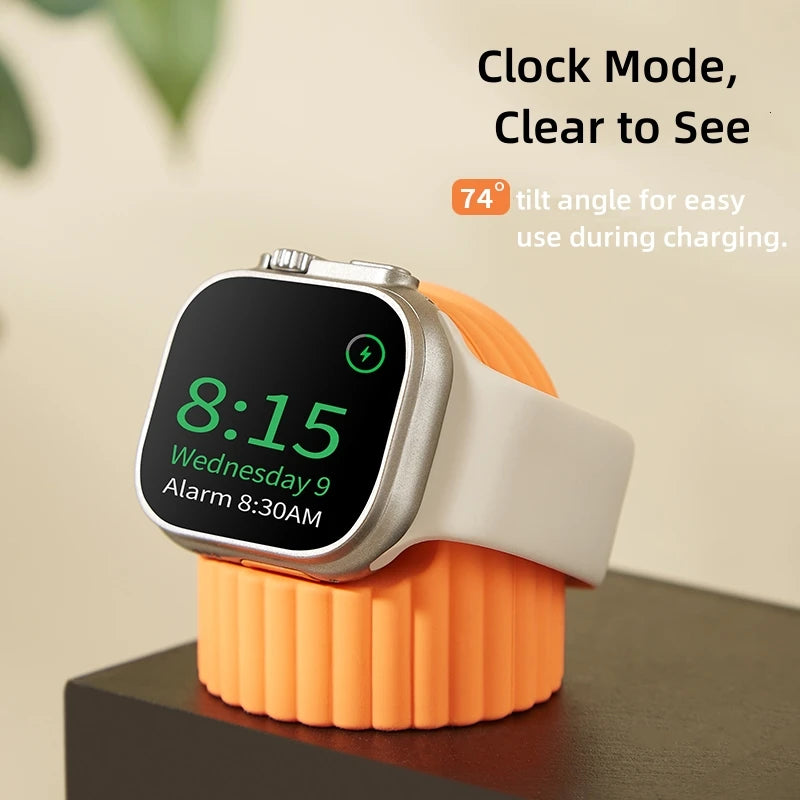 Soft Silicone Charger Stand for Apple Watch Series 8 7 6 5 4 3 2 1 SE Iwatch Station Dock Charging Desktop Holder Accessories