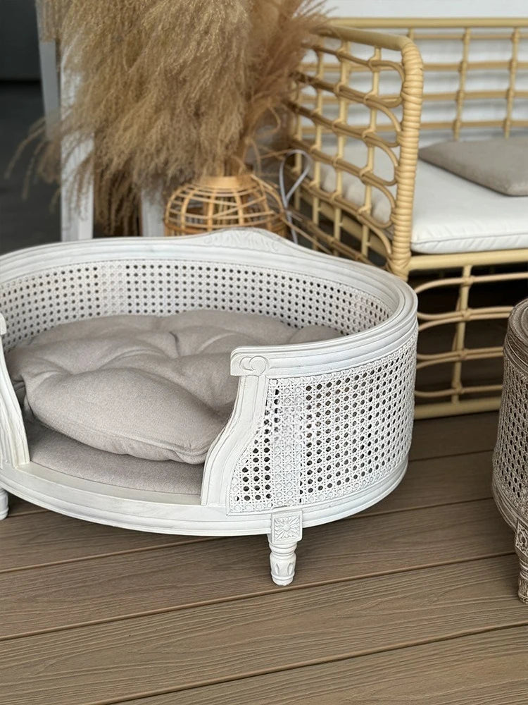 Sofa Or Bed For Pets Ariny Made From Mahogany Wood White Distressed Color