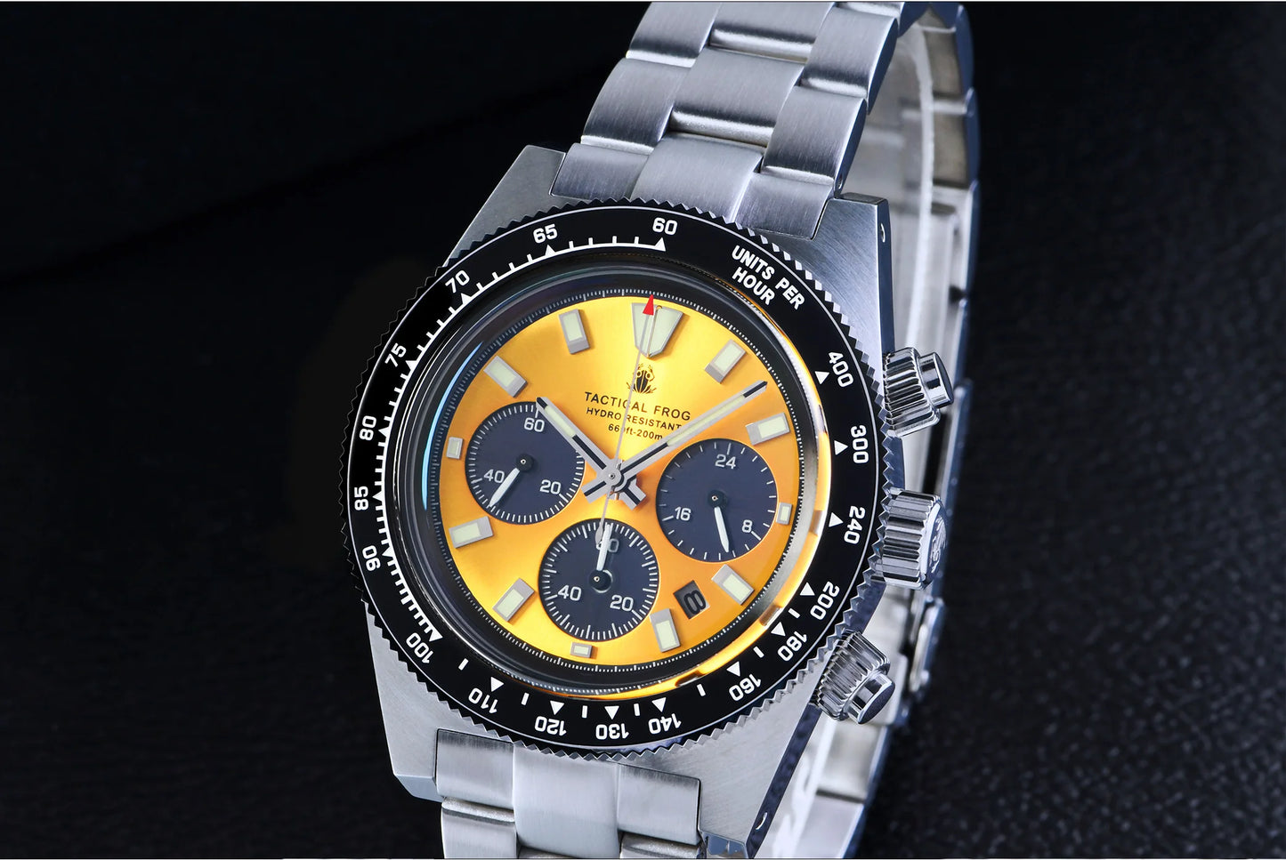 Tactical Frog Chronograph Watch Sapphire Crystal Mirror Ceramic Bezel V2 Solar VS75A Eco-Drive Quartz 20Bar Luminous Mens Watch