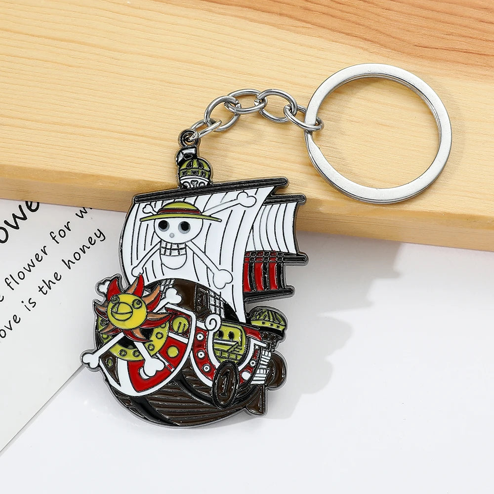 Classic Anime ONE PIECE Keychain Cool Pirate Ship Charms Pendant Keyring Car Key Holder for Women Party Gifts Accessories