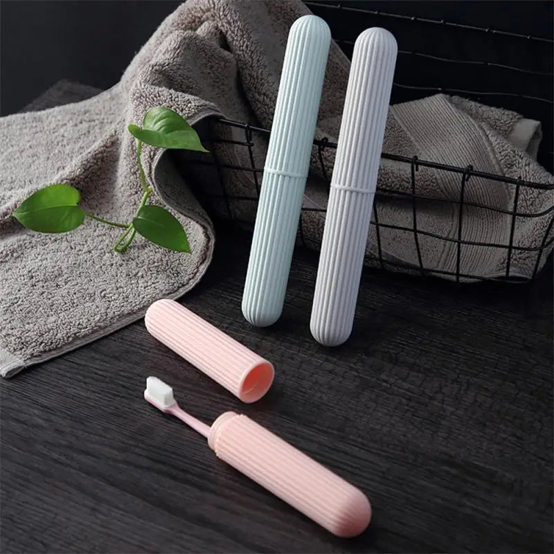 Portable Toothbrush Box Plastic Toothbrush Storage Box Toothbrush Boxes Simple Stripes Travel Wash Toothbrush Cover