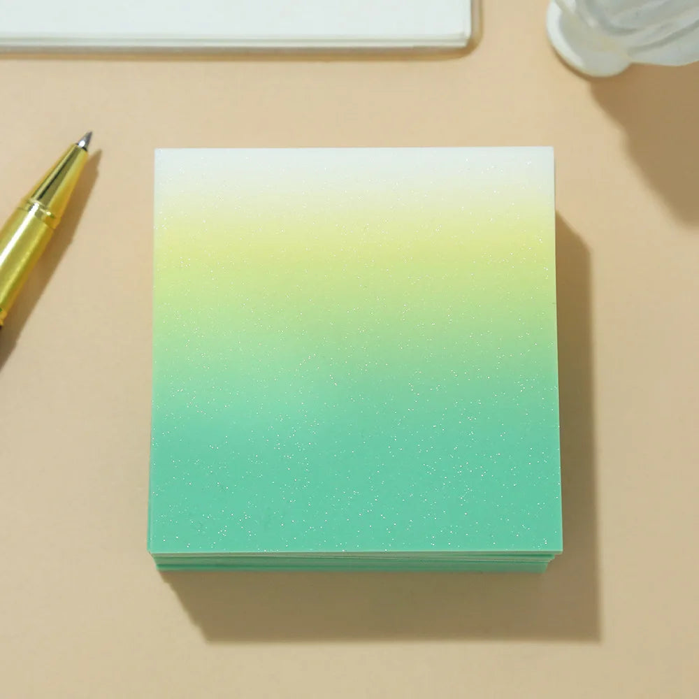 50Sheets Gradient Color Glitter Sticky Notes N times sticker PET Waterproof Memo pad Notepad School Stationery Office Supplies