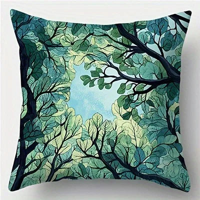 Home Decor Enchanting Green Tree Leaf Pillow Covers Pattern Cushion Cover Suitable for Sofa Bedroom Car Pillow Cover