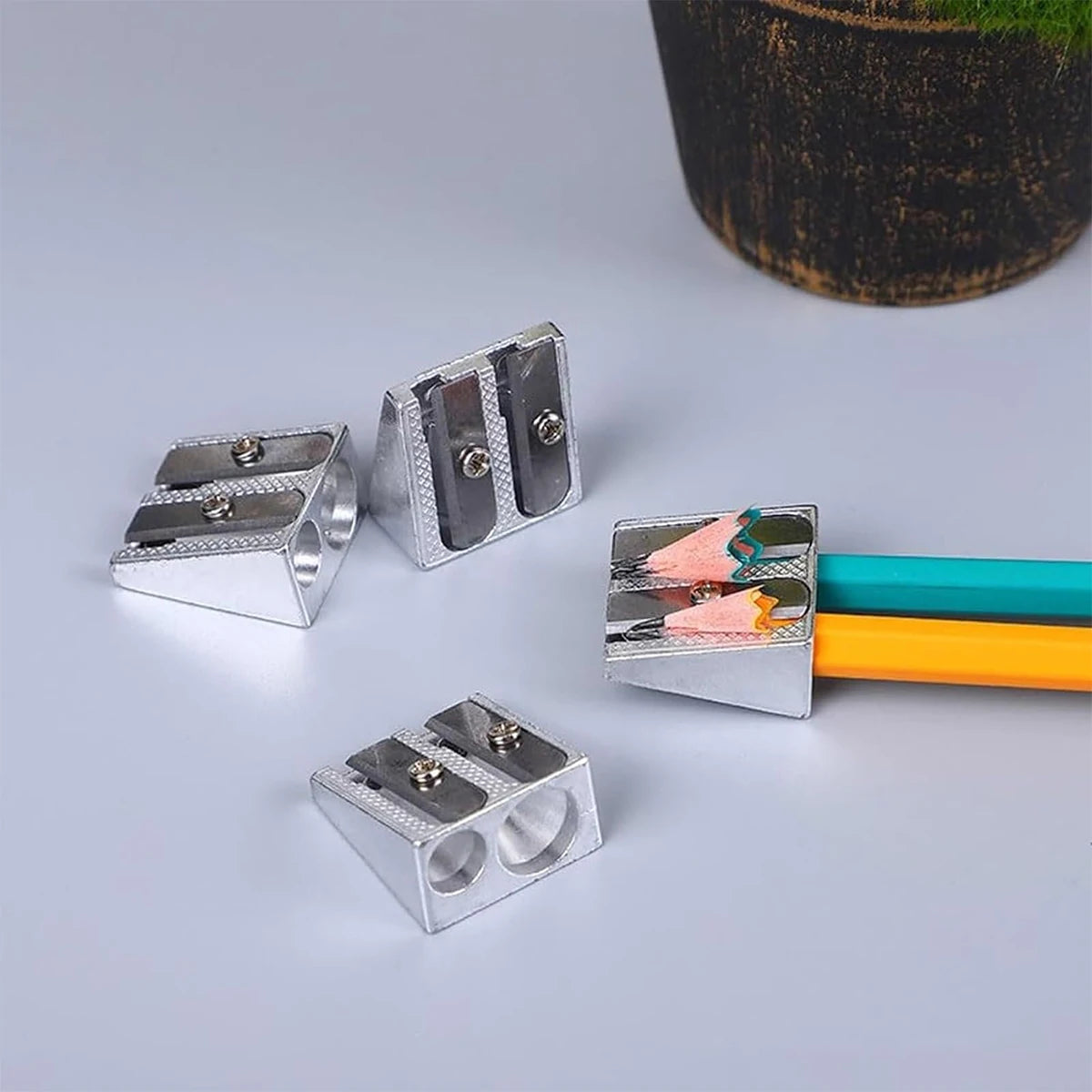 Magnesium Pencil Sharpener, Kum Magnesium Pencil Sharpener, Kum 2-Hole Pencil Sharpener Magnesium Alloy Wedge Profile, Metal Pen
