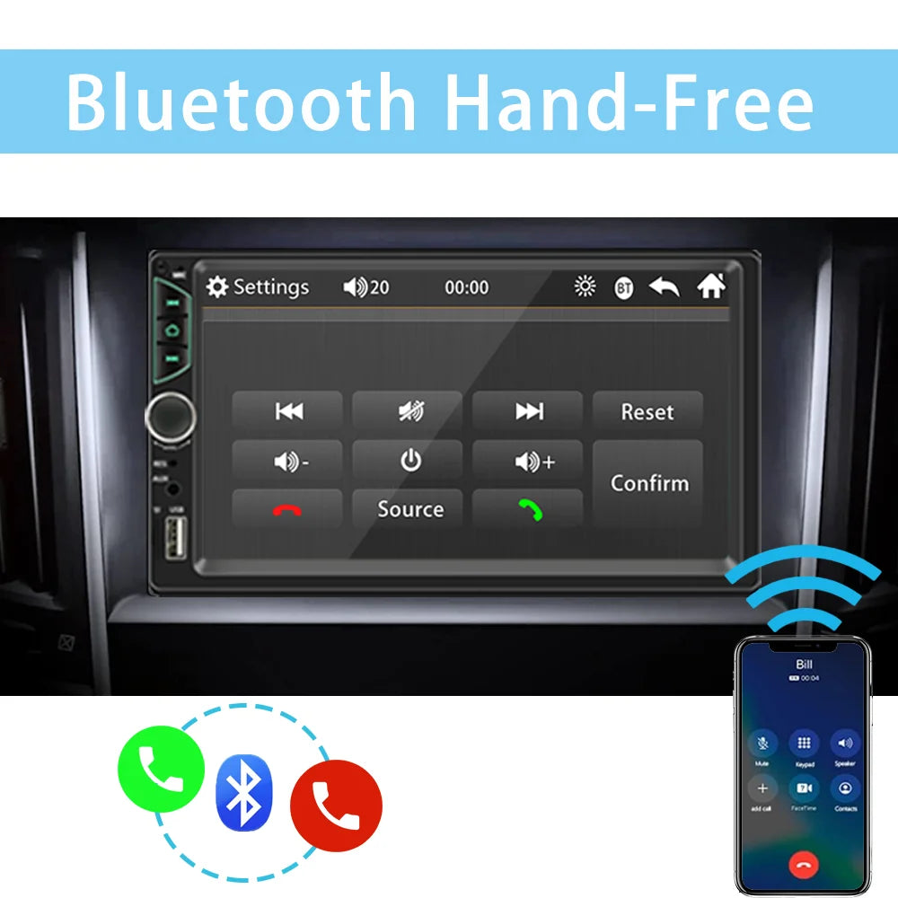 7 Inch HD Touch Screen Car Radio 2 Din High Quality Car Video Player Wireless CarPlay Android Auto with Bluetooth Rear Camera