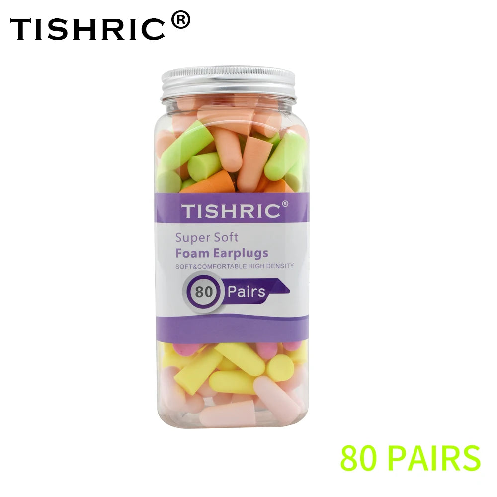 TISHRIC Earplugs Soft Sponge Ear Plugs Noise Reduction Sleeping Earplug  Travel Noise Reduction Rate 35.5db Sound Insulation