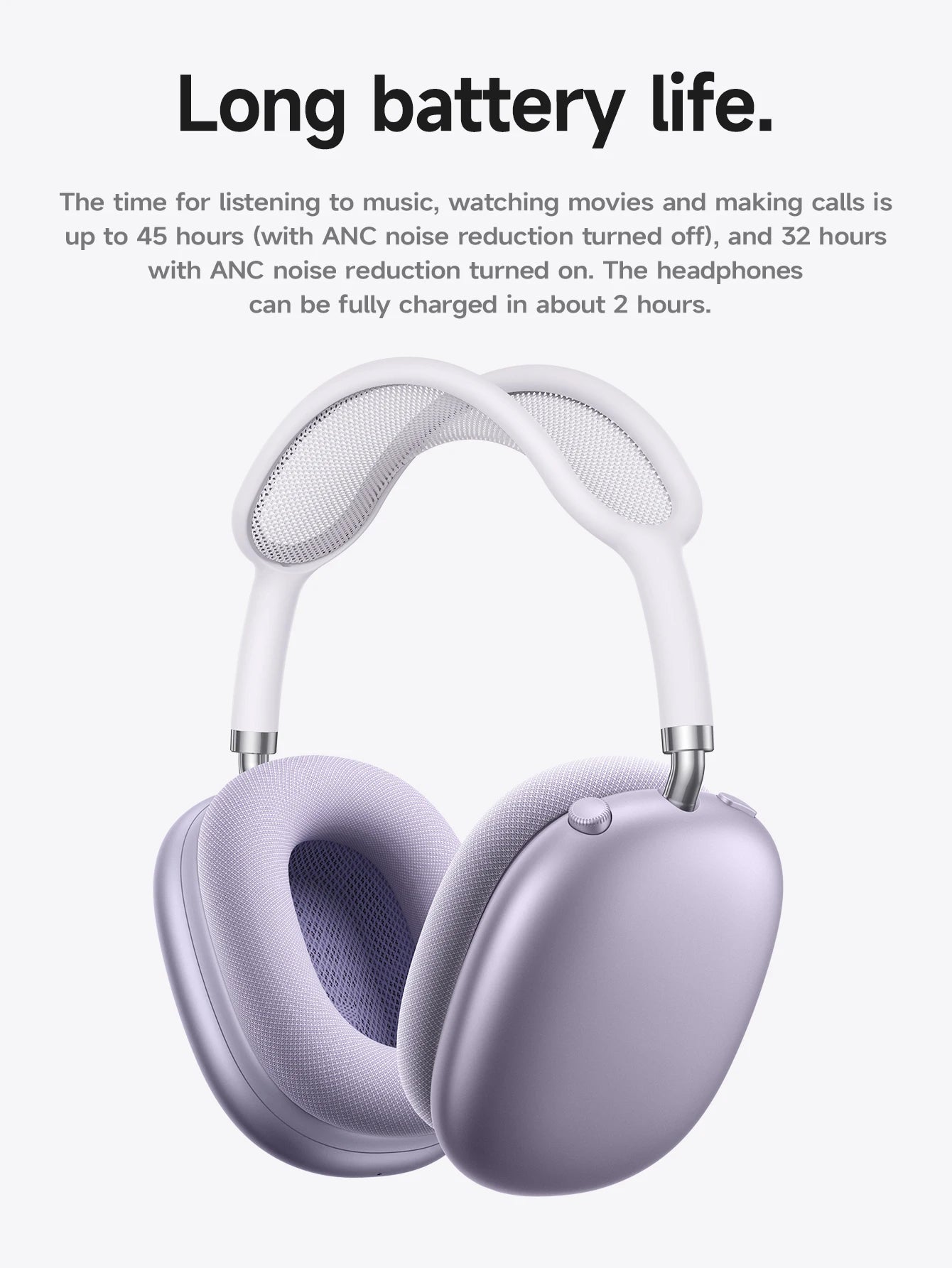 HOCO W65 Plus ANC Noise Reduction Bluetooth Headphones Over The Ear Wireless Big Earphone Hifi Sounds Sport Headsets With Button