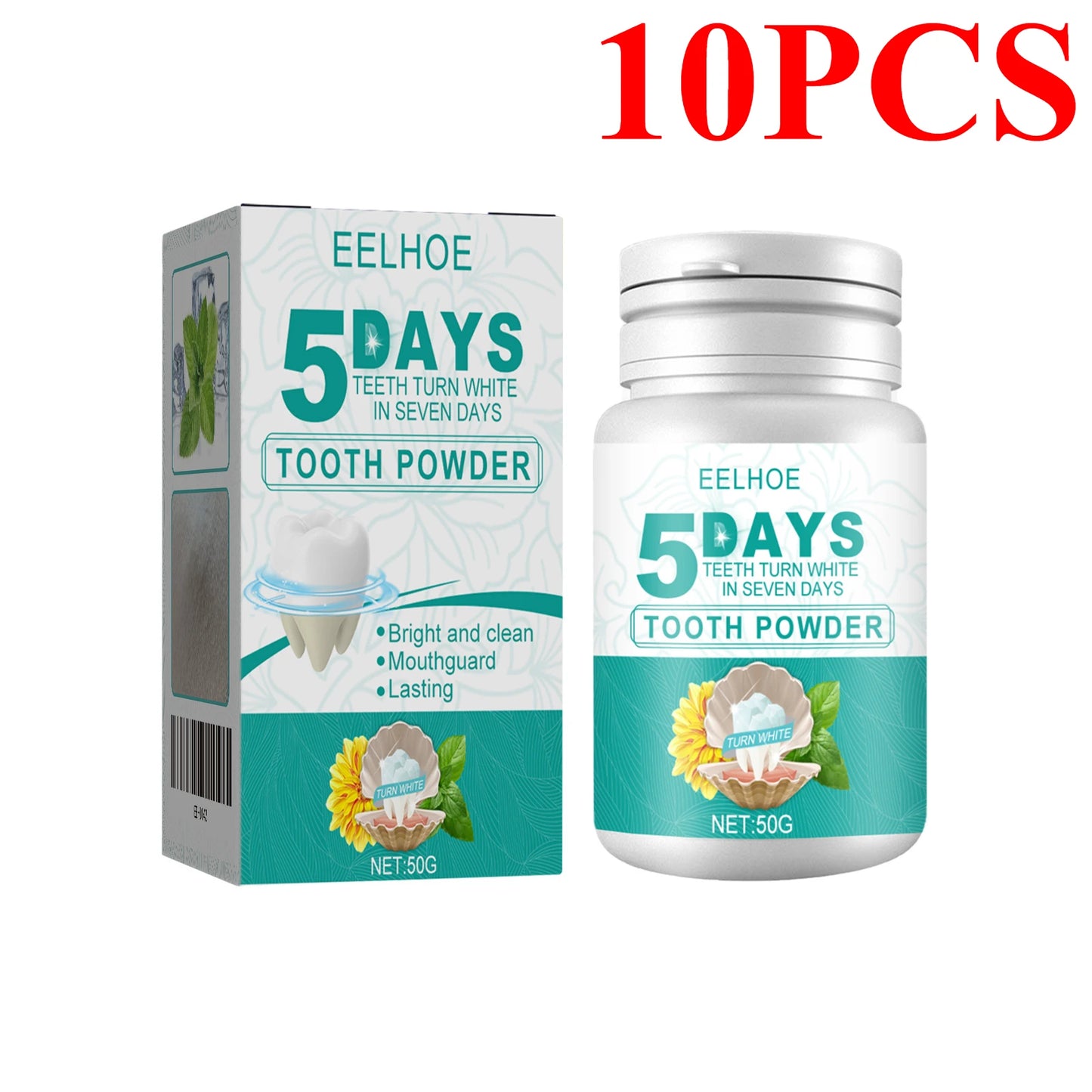 EELHOE Teeth Whitening Powder 5 Days Tooth Cleaning Oral Hygiene Care Plaque Stains Tartar Removal Stains Natural Cleaning Tool