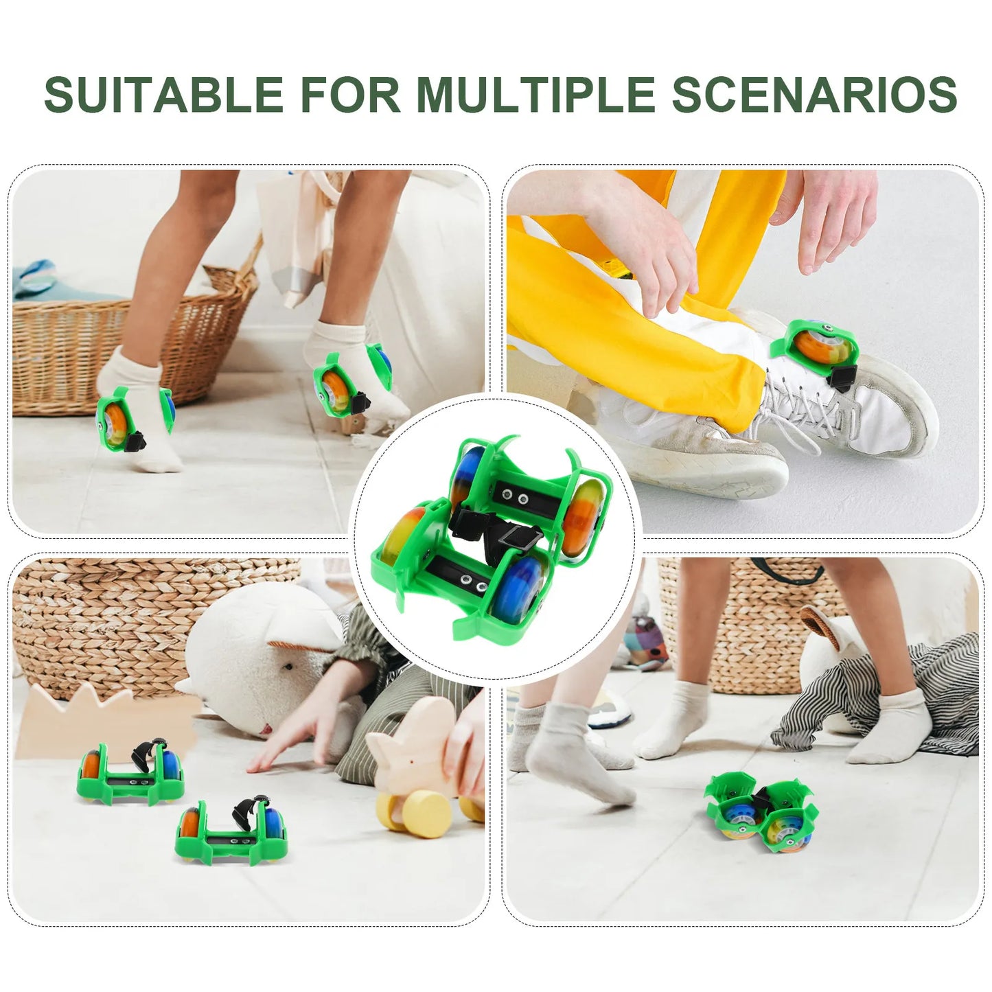 1Pair Adjustable Roller Skates for Light Up Wheels PU Rubber Outdoor Beginner Skate Shoe Comfortable Breathable Training